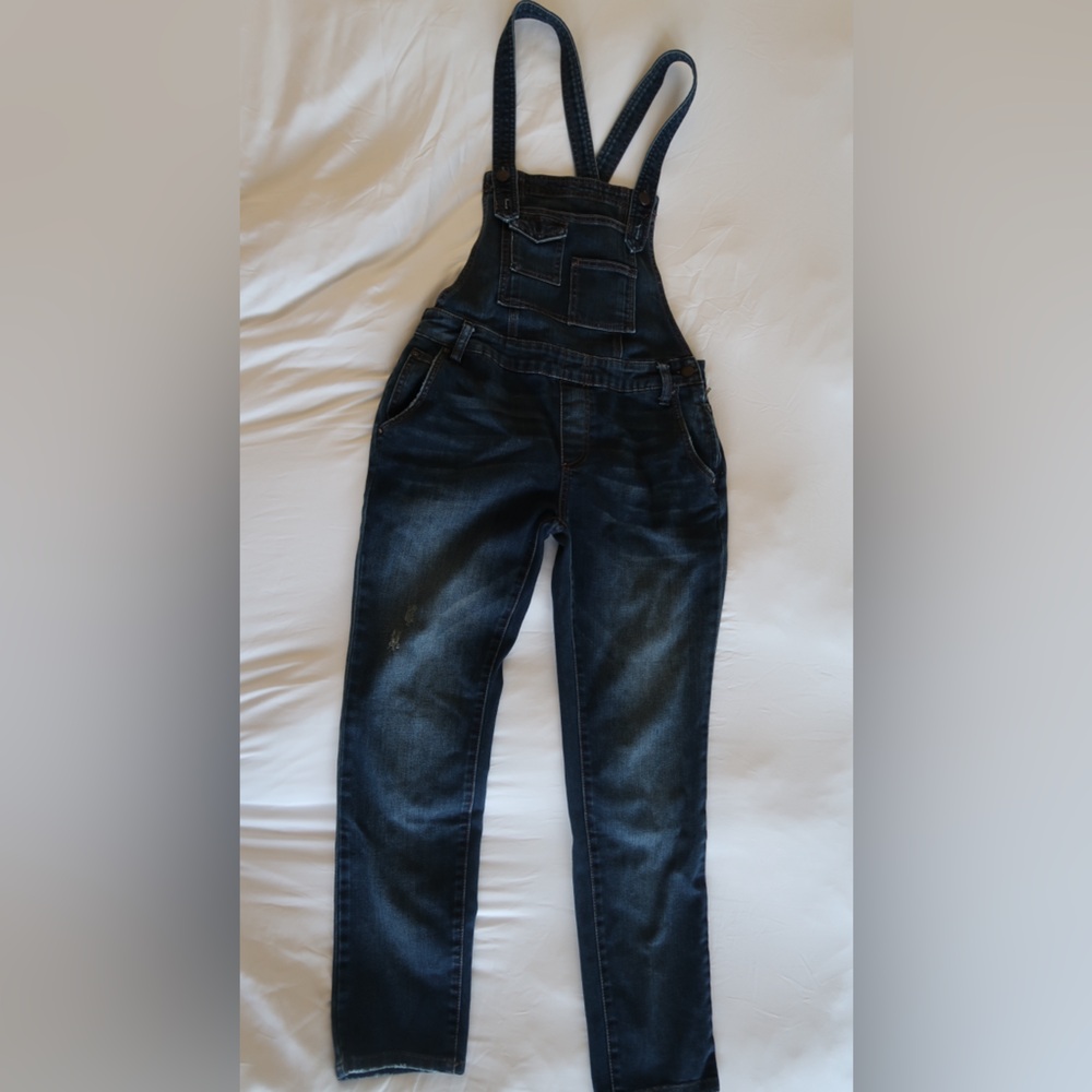 Free People Milo Distressed Blue Denim Overalls Size 26 NWOT Anthropologie